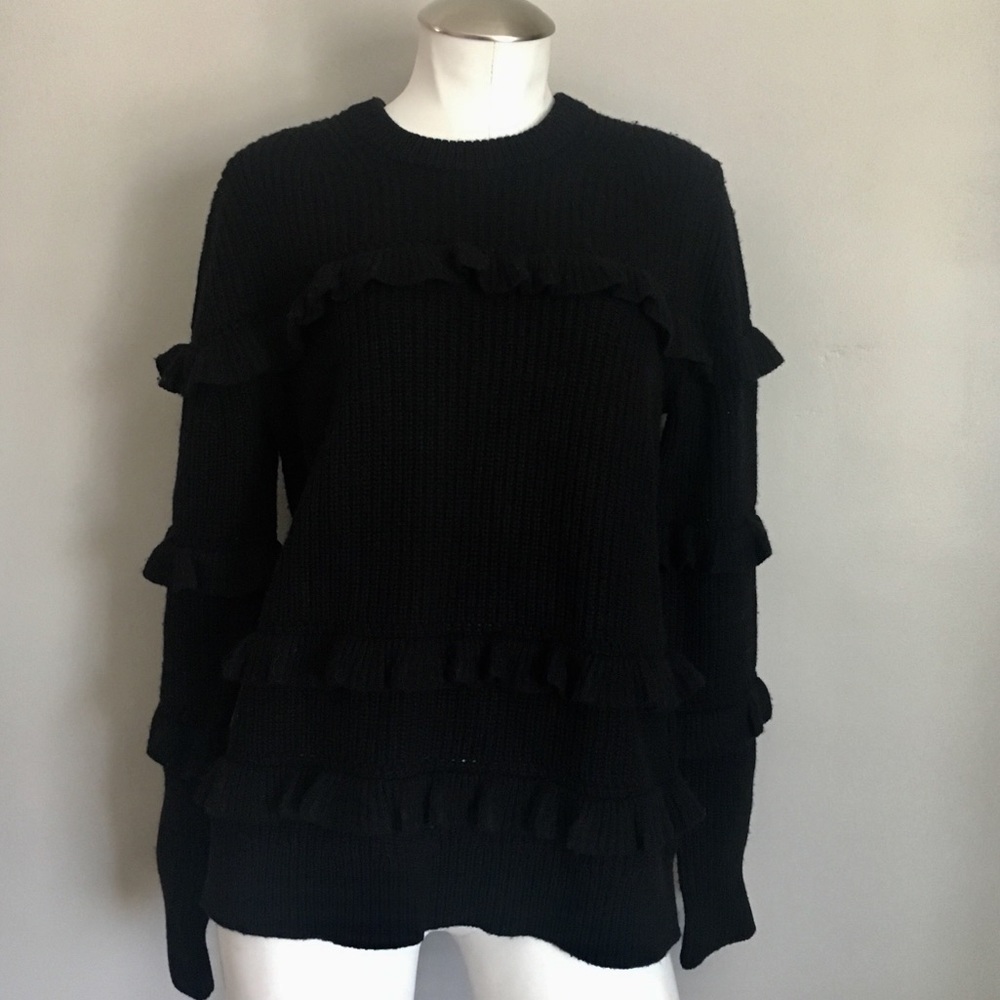 New MICHAEL Michael Kors Ruffle Black Sweater - Picture 3 of 8